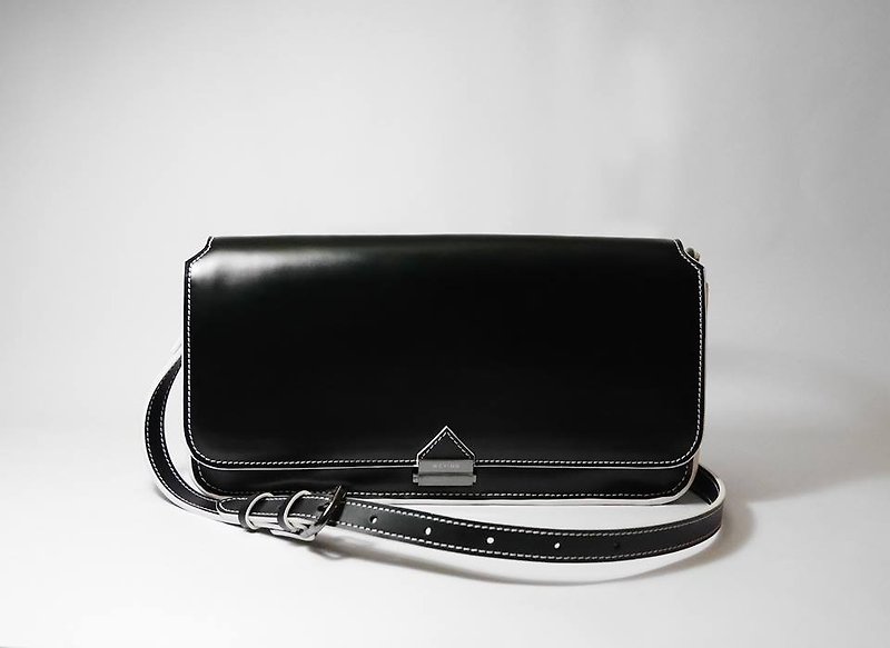 Prisma black leather shoulder bag / Clutch - Messenger Bags & Sling Bags - Genuine Leather Black