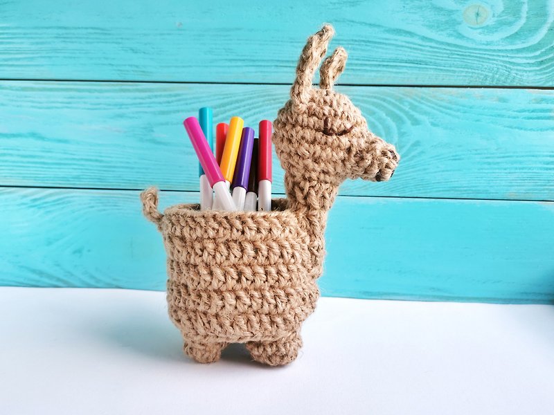 Llama desk organizer, Llama pencil holder, Cute pen holder, Work from home - Shelves & Baskets - Other Materials Khaki