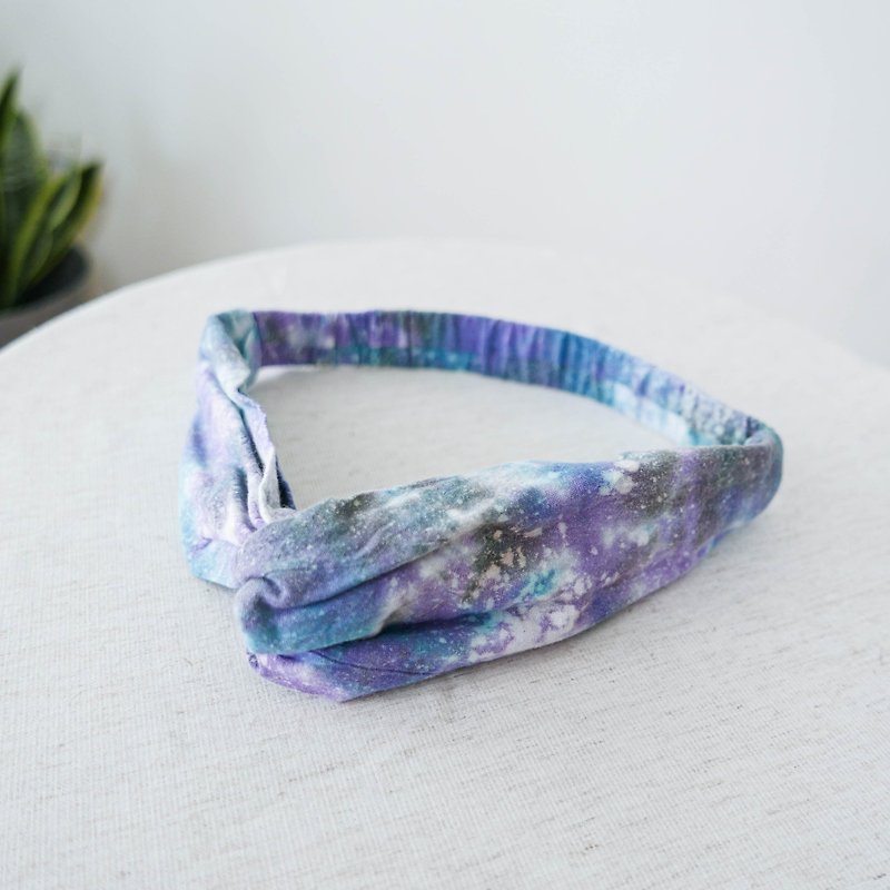 Starry night | Tie-dye handmade Elastic hairband - เครื่องประดับผม - ผ้าฝ้าย/ผ้าลินิน สีน้ำเงิน