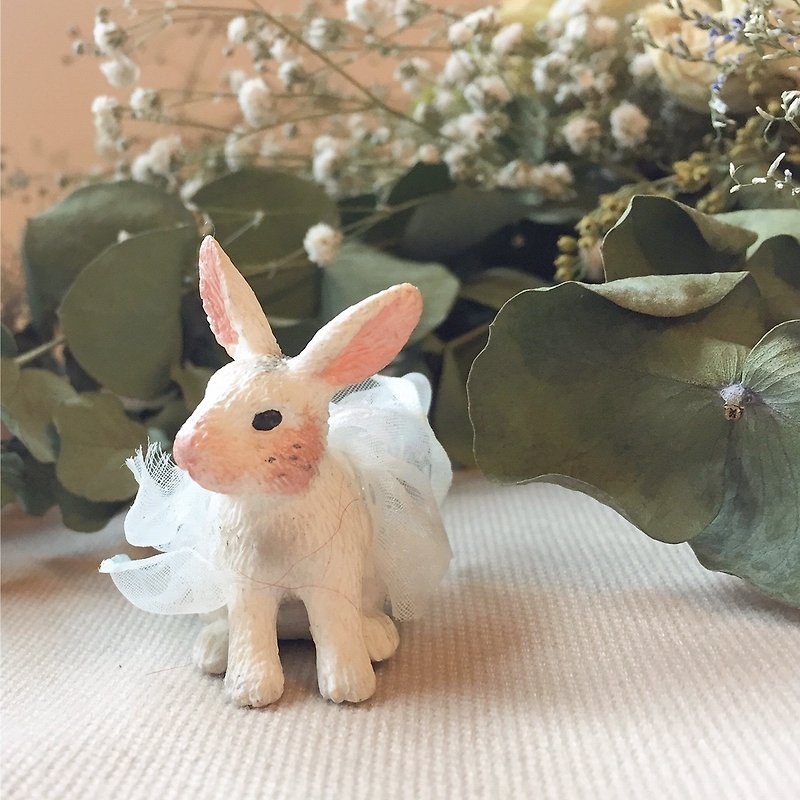 フラワーガールのウサギ手描きの装飾品 - キーホルダー・キーケース - プラスチック グレー