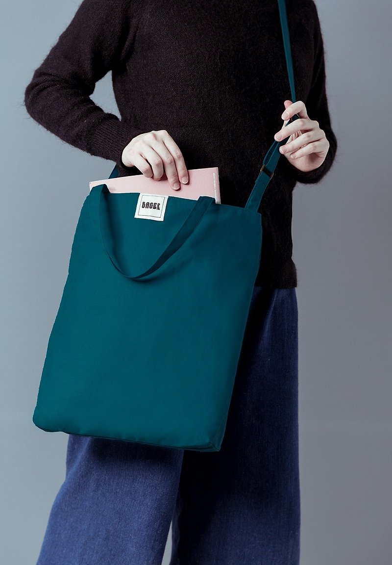 Unprinted plain surface adjustable strap three-way canvas bag / shoulder / portable / cross-body / dark blue - Messenger Bags & Sling Bags - Cotton & Hemp 