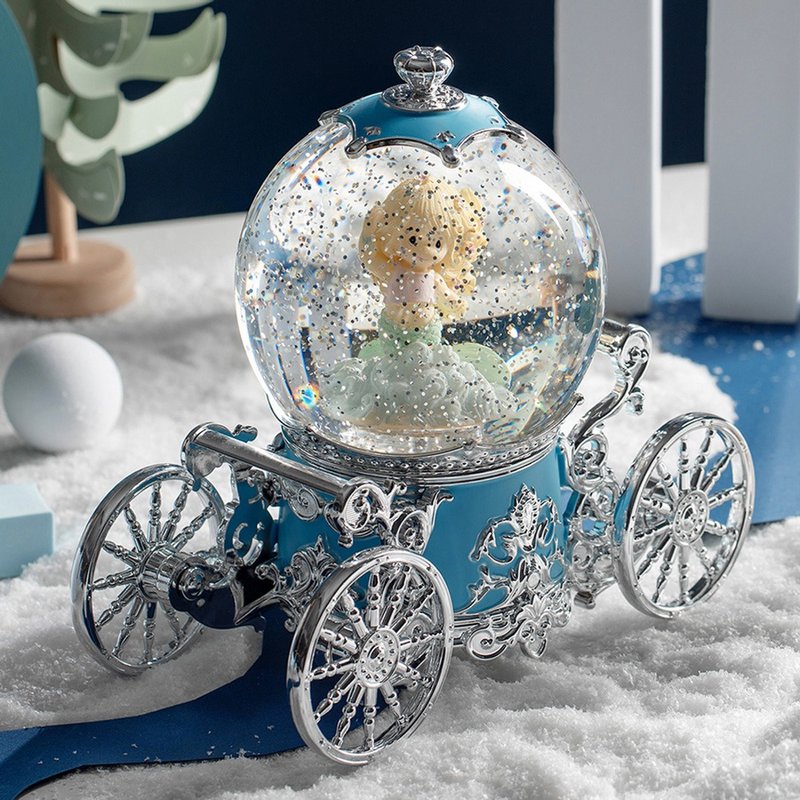 French Three Baby-Cute Mermaid Gorgeous Carriage Crystal Ball Music Lover Birthday Home Marriage - Items for Display - Plastic Blue