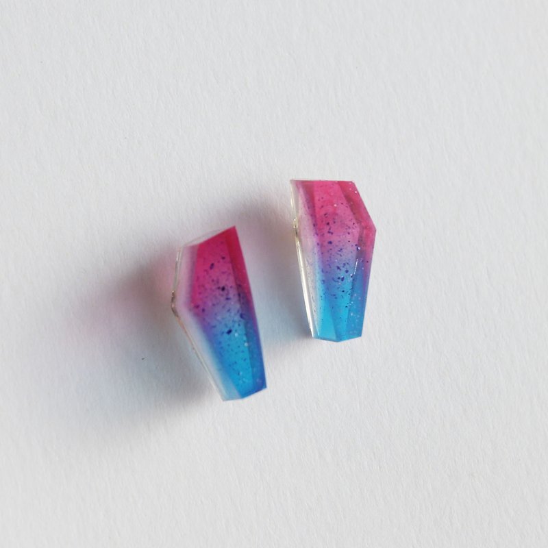 Geometric gradient red and blue earrings / 136 / Space Age Love Song Space Age Love Song - Earrings & Clip-ons - Plastic Blue