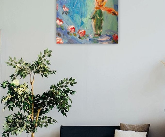 星の王子さまの油絵 星の王子さまの壁アート 小王子油スケート