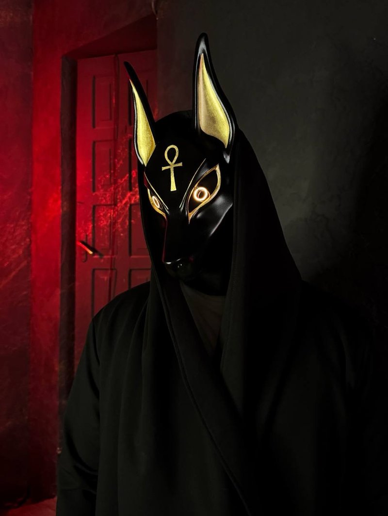 黑色阿努比斯面具  埃及神祇角色扮演面具   狼頭胡狼面具  LED - 其他 - 樹脂 黑色