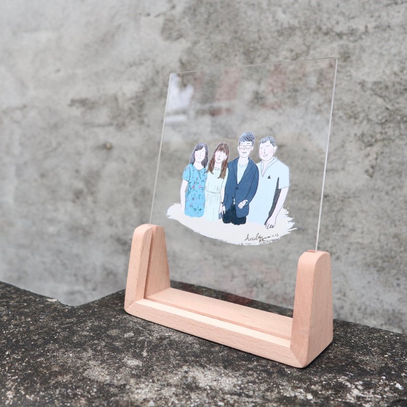 [Additional purchase] Customized 5-inch U-shaped wooden photo frame / Acrylic/ portrait painting - Customized Portraits - Acrylic 