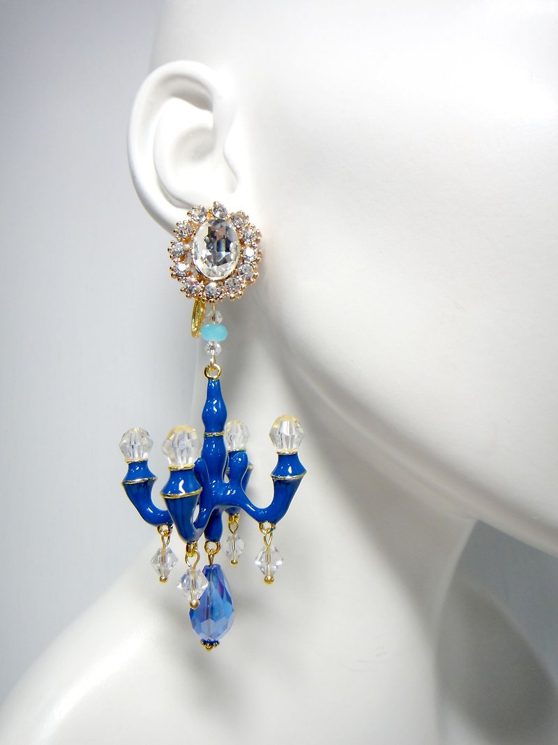 TIMBEE LO signature style solid color giant chandelier earrings [series] - Earrings & Clip-ons - Paper Blue