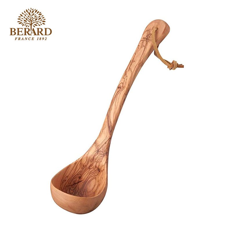 法國 Berard 畢昂原木食具 手工橄欖木大湯杓連皮繩 14寸 - 大湯匙/湯勺/鍋鏟 - 木頭 咖啡色