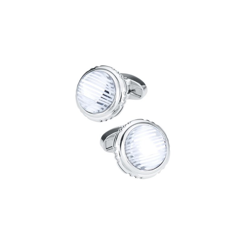 Kings Collection Glass Top Silver Round Men Cufflinks KC10015 Silver - Cuff Links - Other Metals Silver