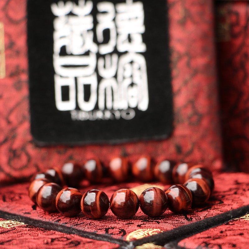 原礦無染色紅虎眼石手珠 10mm 虎眼石手鏈 客製化串珠飾品 設計 - 手鍊/手環 - 半寶石 