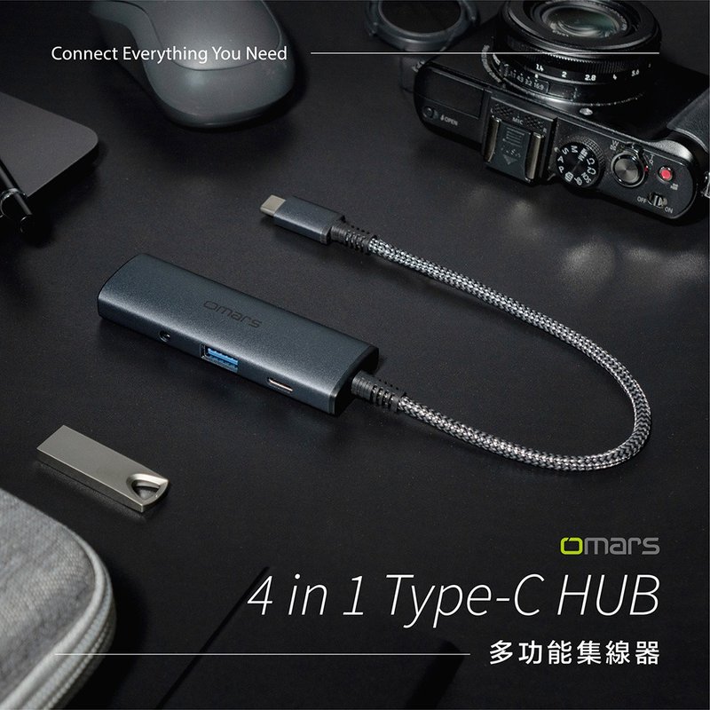 omars 4-in-1 Type-C HUB multifunctional aluminum alloy hub - อุปกรณ์เสริมคอมพิวเตอร์ - อลูมิเนียมอัลลอยด์ สีเงิน