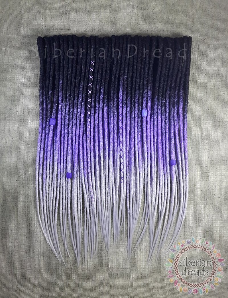 Purple Crochet dreadlocks / Classic 3 colour ombre smooth dreads - 髮夾/髮圈 - 其他材質 紫色