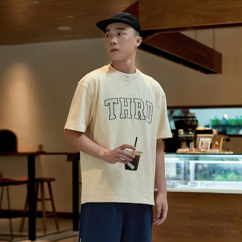 THREADESIGN 日系280G高克重LOGO刺繡寬松圓領短袖T恤TEE - 男 T 恤 - 棉．麻 藍色