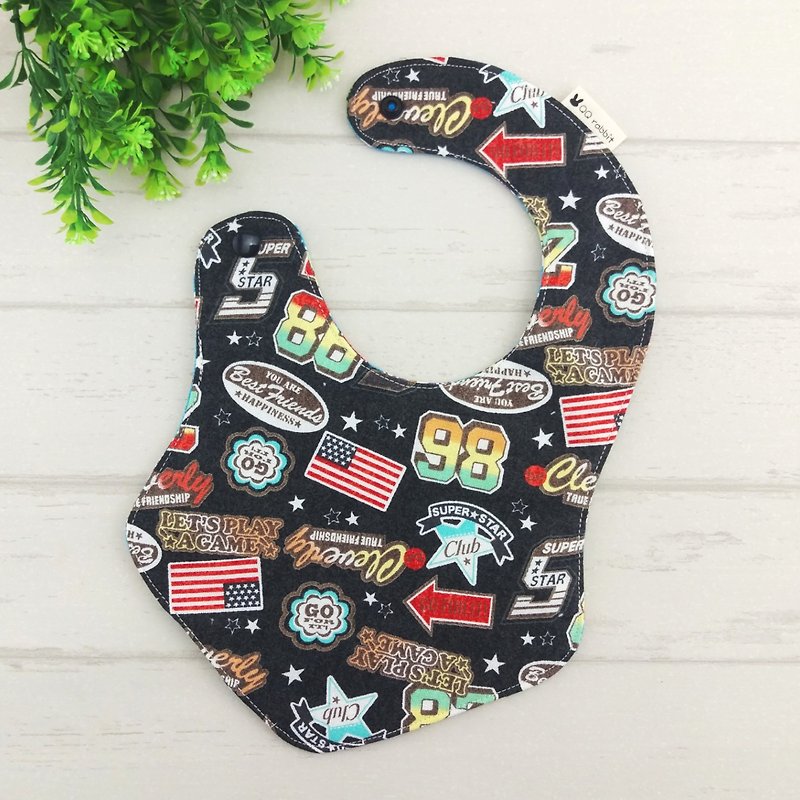 American crazy. Two-color double-sided bibs / bibs (double cotton + quadruple yarn) (40 embroidered name can be increased price) - Bibs - Cotton & Hemp Black