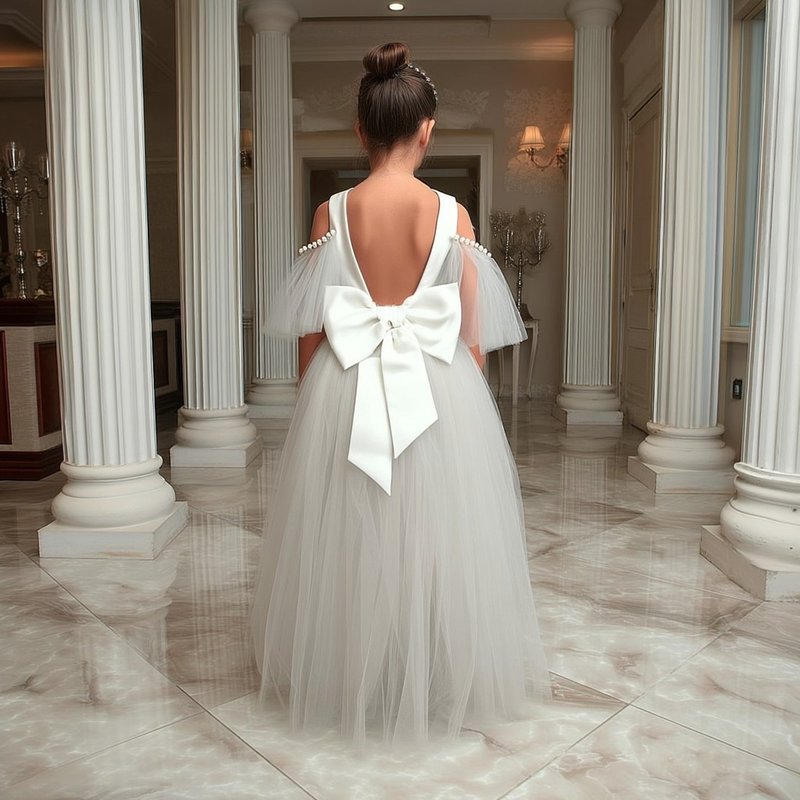 用於婚禮、生日、第一次聖餐、音樂會和其他場合的緞面花童禮服 - 童裝禮服 - 其他材質 