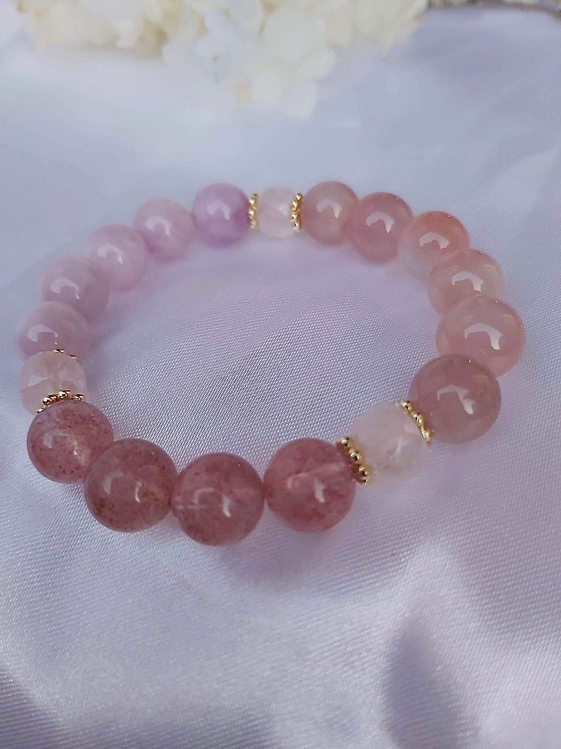 Xinchen-Strawberry Crystal Purple Lithium Crimson Agate Powder Quartz - Bracelets - Crystal Pink