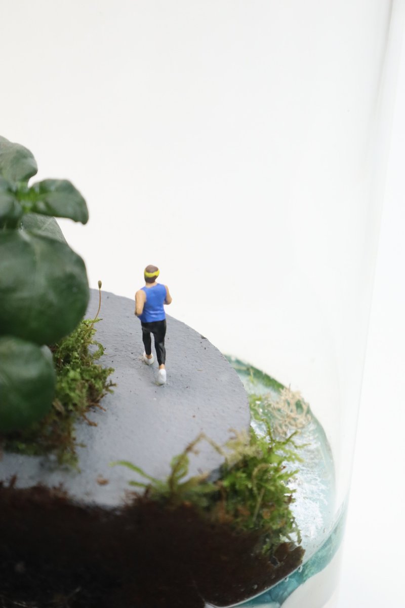 [Micro Landscape] Cliff Road Special Training - Marathon/Seaside Jogging/Micro Landscape/Birthday Gift - Plants - Glass Green