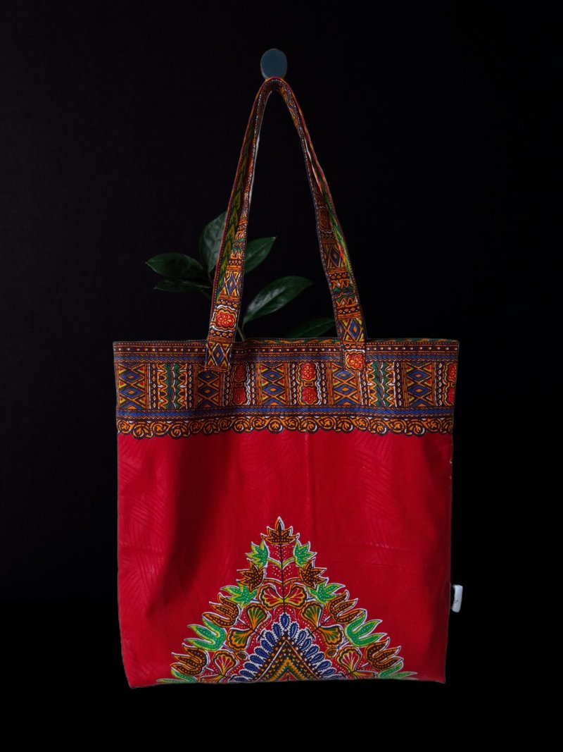 Handmade Summer  African Print Cotton Tote Bag Ankara - 手提包/手提袋 - 棉．麻 紅色