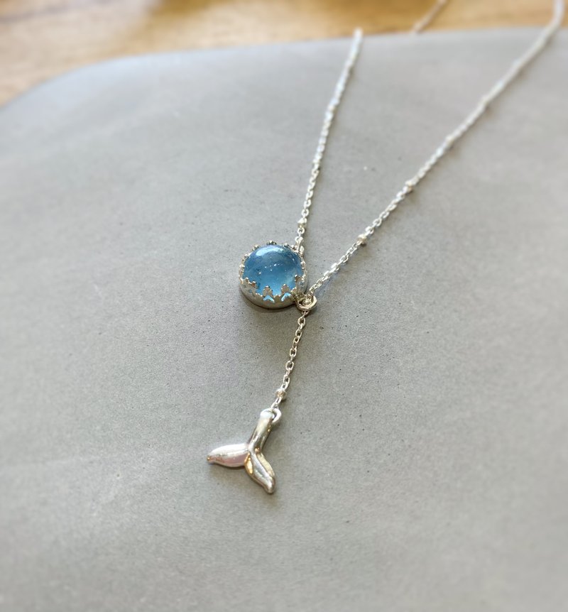 [Goddess Day Gift Box] Mermaid’s Tears Sea Sapphire Mobile Necklace 925 Silver Light Jewelry - สร้อยคอ - เงิน สีน้ำเงิน