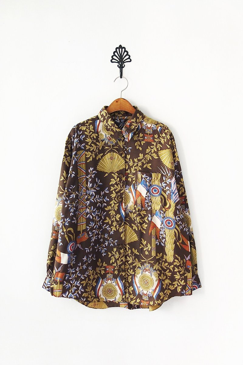 バナナFlyin '|ヴィンテージ|日本のヴィンテージレトロバロックの花長袖シャツ - シャツ・ブラウス - その他の素材 