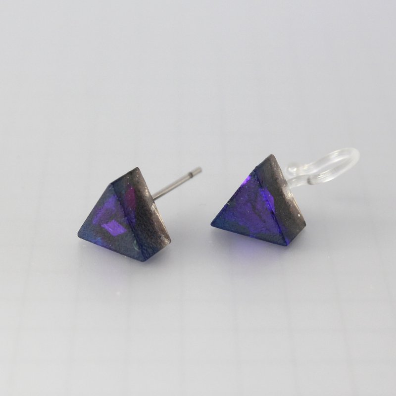 Triangle Resin Earring / Electric Purple / Single stud - Earrings & Clip-ons - Resin Purple