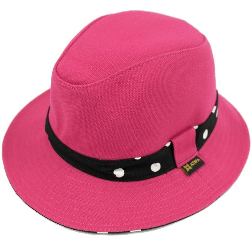 ATIPA หมวกปีกกว้าง Panapolka สี Chocky Pink - หมวก - วัสดุอื่นๆ สึชมพู