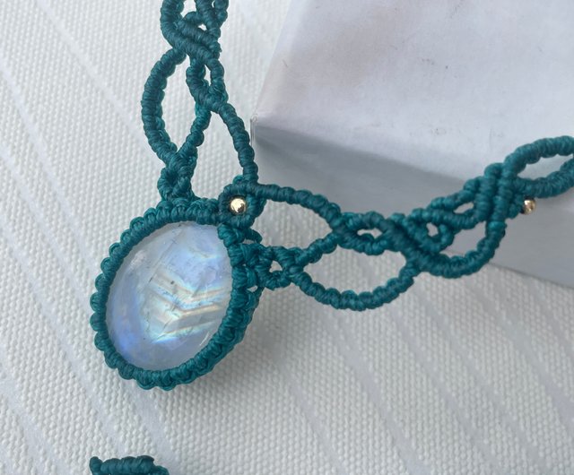 221140 マクラメ石編み込み ネックレス - ショップ Flower