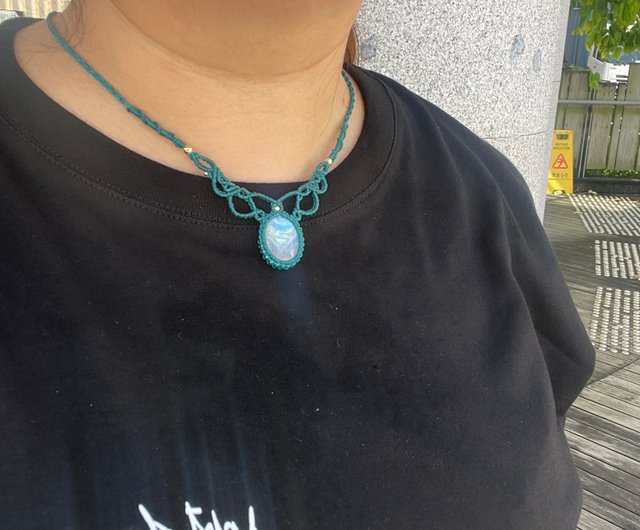 221140 マクラメ石編み込み ネックレス - ショップ Flower