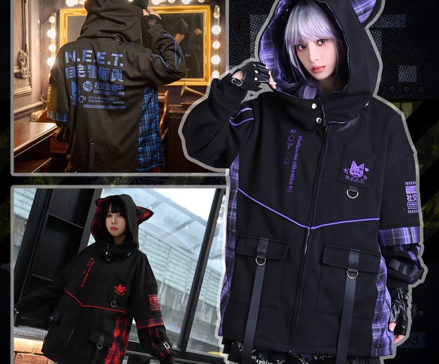 harajuku anime NEET otaku squad socialite cat tartan quilted