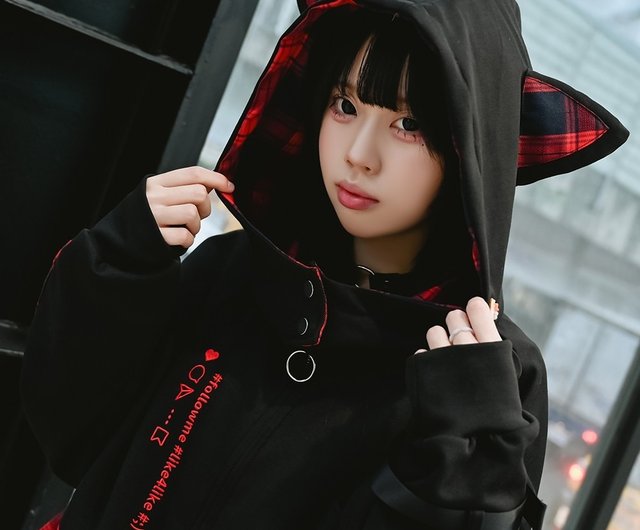 harajuku anime NEET otaku squad socialite cat tartan quilted