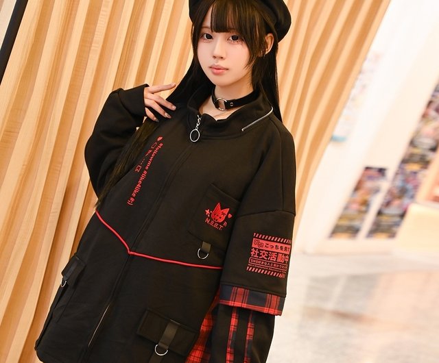 harajuku anime NEET otaku squad socialite cat tartan quilted
