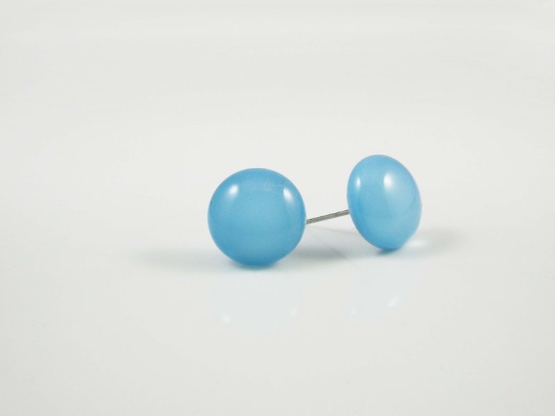 Colored glaze earrings (round) Pantone 297 - Earrings & Clip-ons - Glass Blue