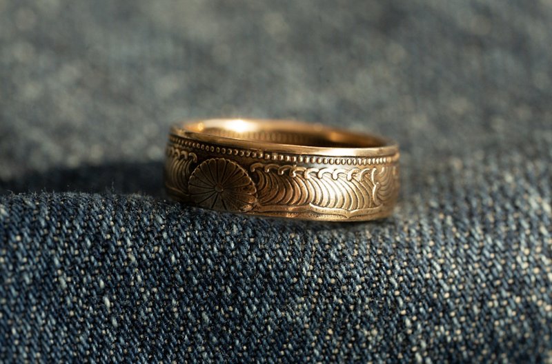 日本昭和一錢硬幣戒指 青海波 - 戒指 - 銅/黃銅 