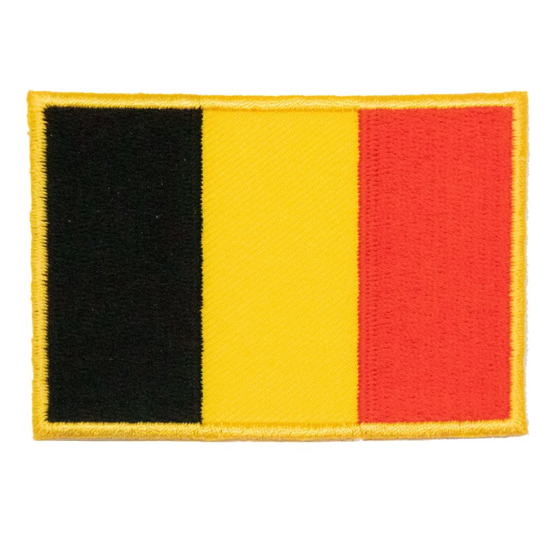Belgium Hot Leathers Patches Belgian Sew On Embroidered Country Flag Emblem - เข็มกลัด/พิน - งานปัก หลากหลายสี