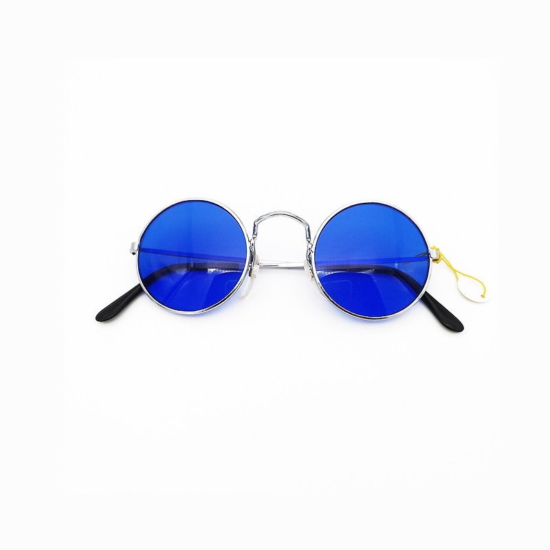 Window Stripper Glasses / Antique Round Frame Sunglasses No.71 vintage - Glasses & Frames - Other Metals Blue