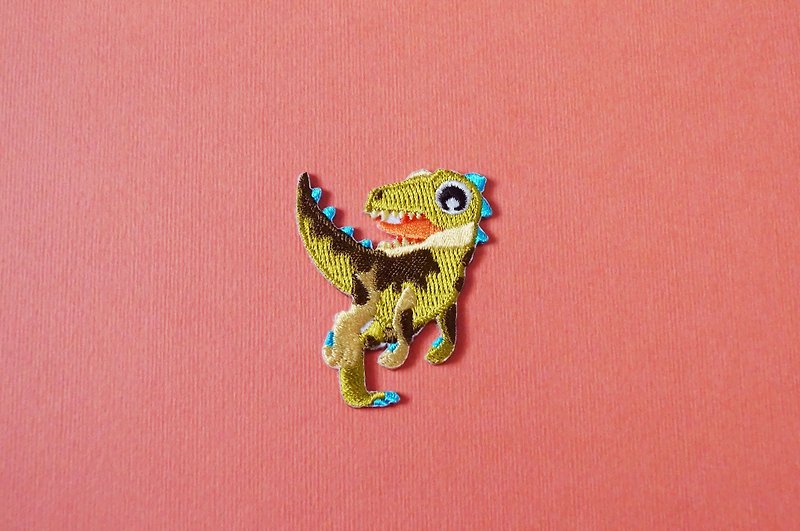 Back Raptor Self-adhesive Embroidered Cloth Sticker-Dinosaur Resurrection Series (New Shelves) - Knitting, Embroidery, Felted Wool & Sewing - Thread Green