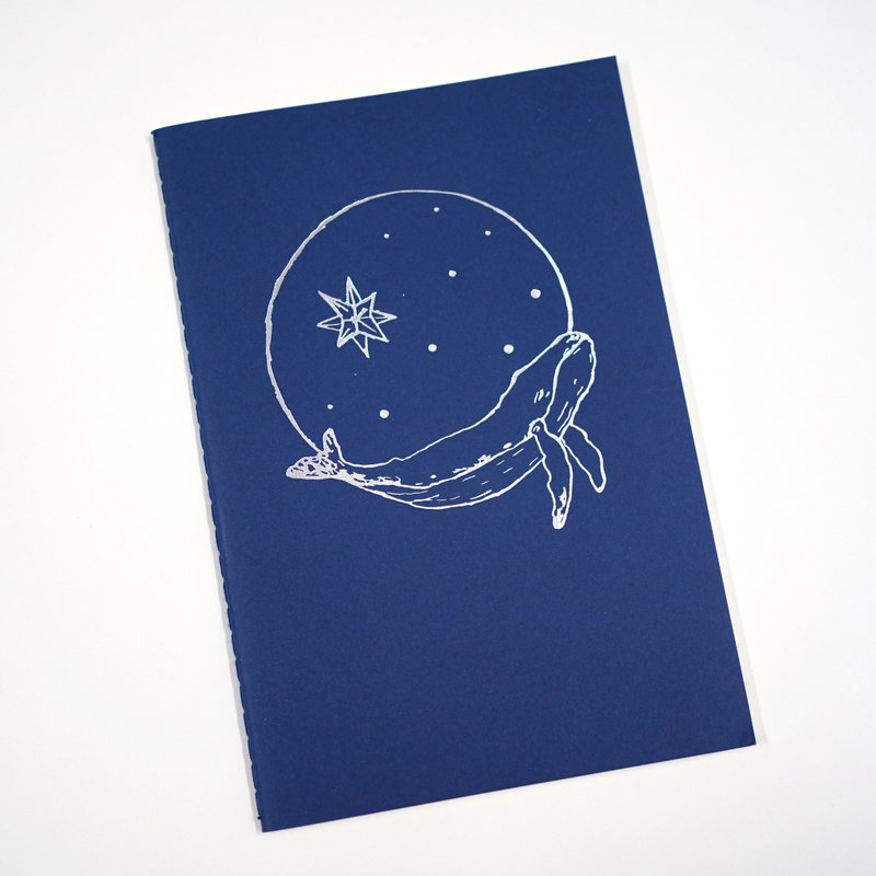 【Whale Does It belong】Silver Engraving Lined Notebook - Notebooks & Journals - Paper Blue