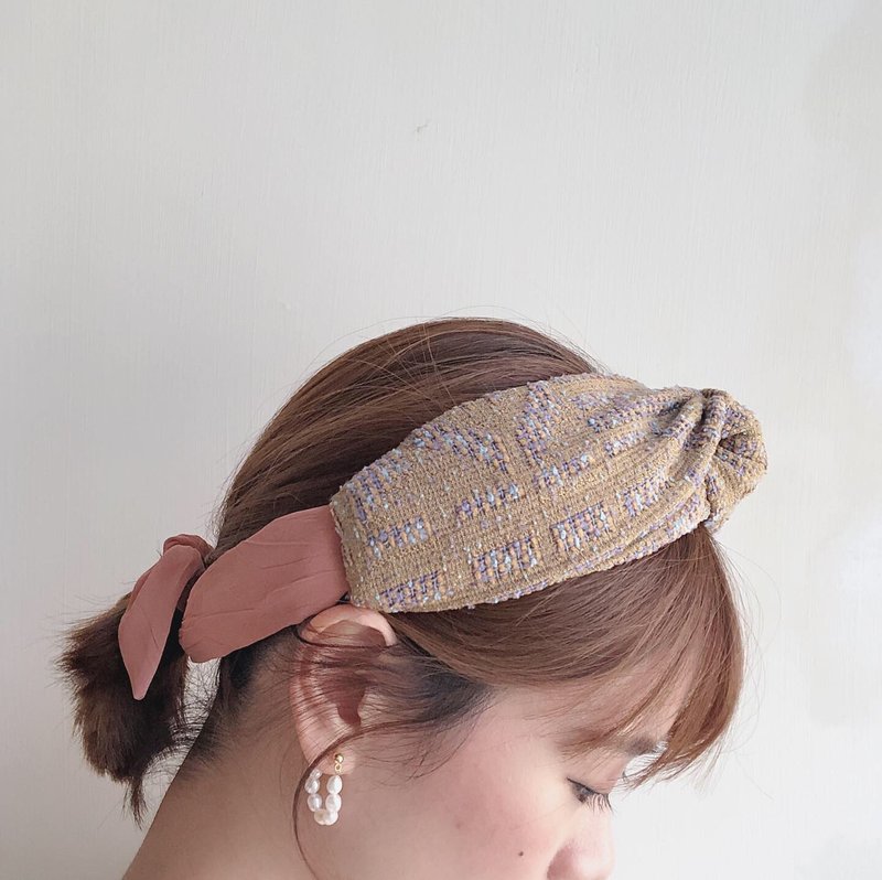 陰天裡夕陽 好煩小姐 馬尾不亂飛款 - 髮箍/髮帶 - 棉．麻 咖啡色