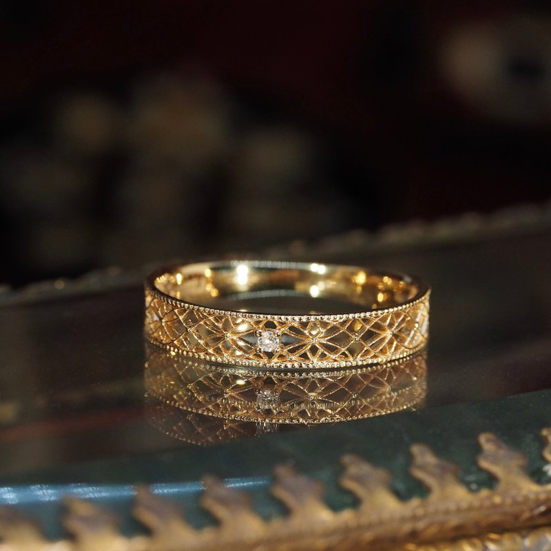 18K金鑽石花邊戒指 18K Gold Diamond Lace Ring - 戒指 - 貴金屬 
