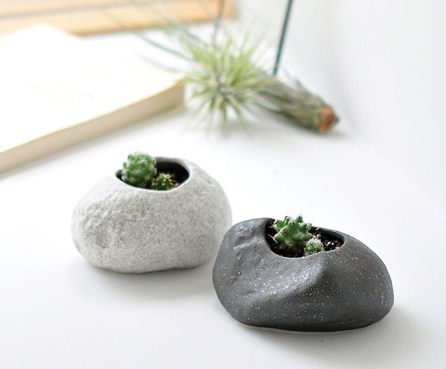 Rock Stone 石頭造型仙人掌植栽種植組陶瓷盆器- 設計館聖新陶芸SEISHIN