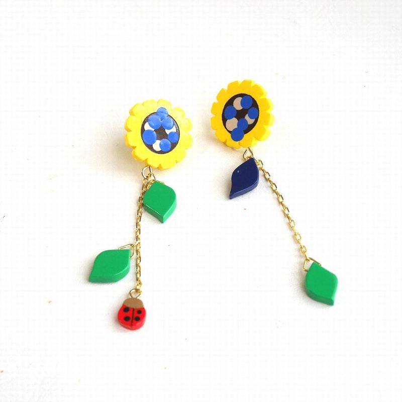 Sunflower earrings - Earrings & Clip-ons - Plastic Yellow