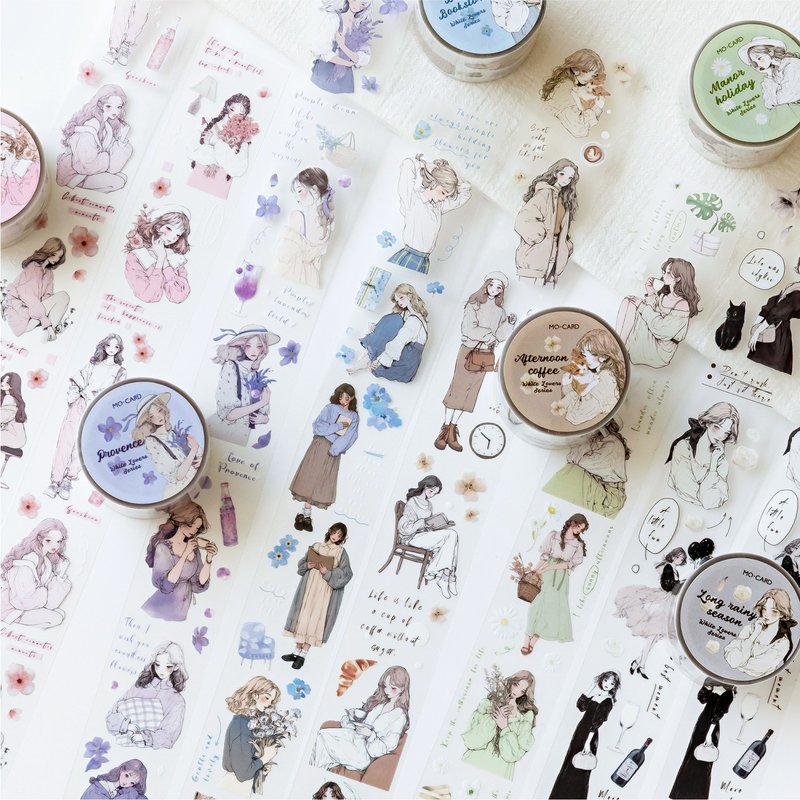 【White Lover】Retro Salty Character Matte PET Tape Creative Notebook DIY Sticker Collage Material - Washi Tape - Paper 