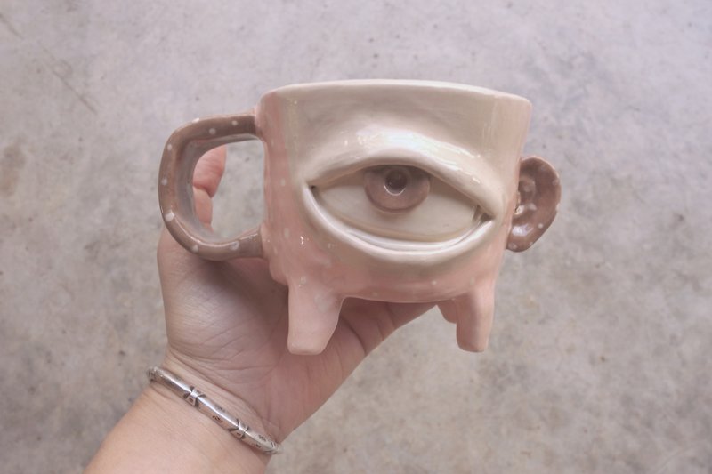 Handmade ceramic mug bigeye in pink pastel :) - Pottery & Ceramics - Pottery Pink