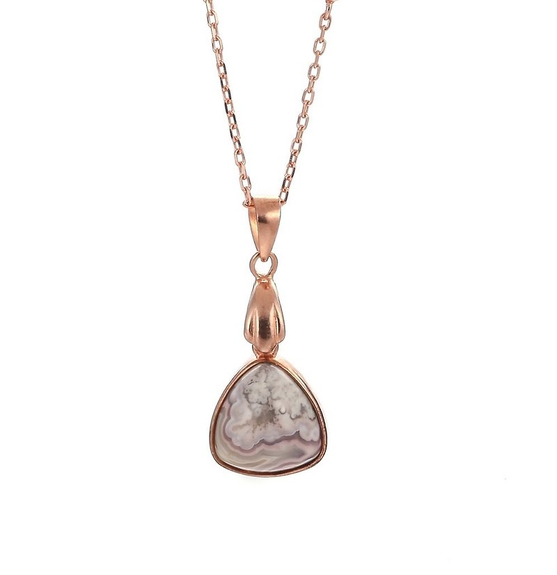 Mother's day giftS925 Silver Plated Rose Gold With Natural Crazy Lace Agate Neck - สร้อยคอ - โรสโกลด์ หลากหลายสี