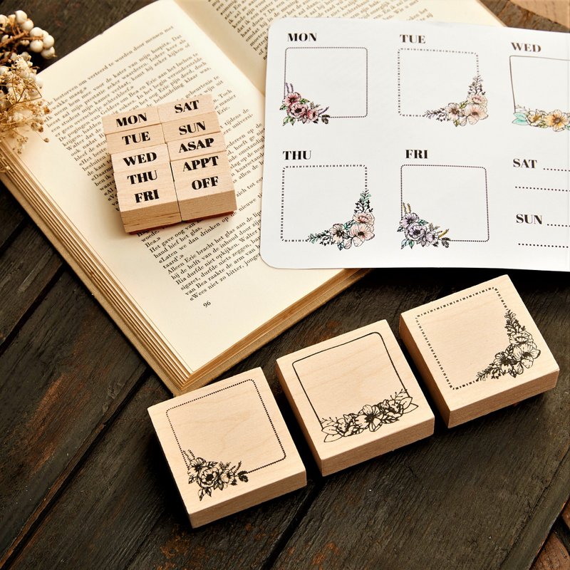 Calendar box. Stamp group 13 into - ตราปั๊ม/สแตมป์/หมึก - ไม้ สีกากี