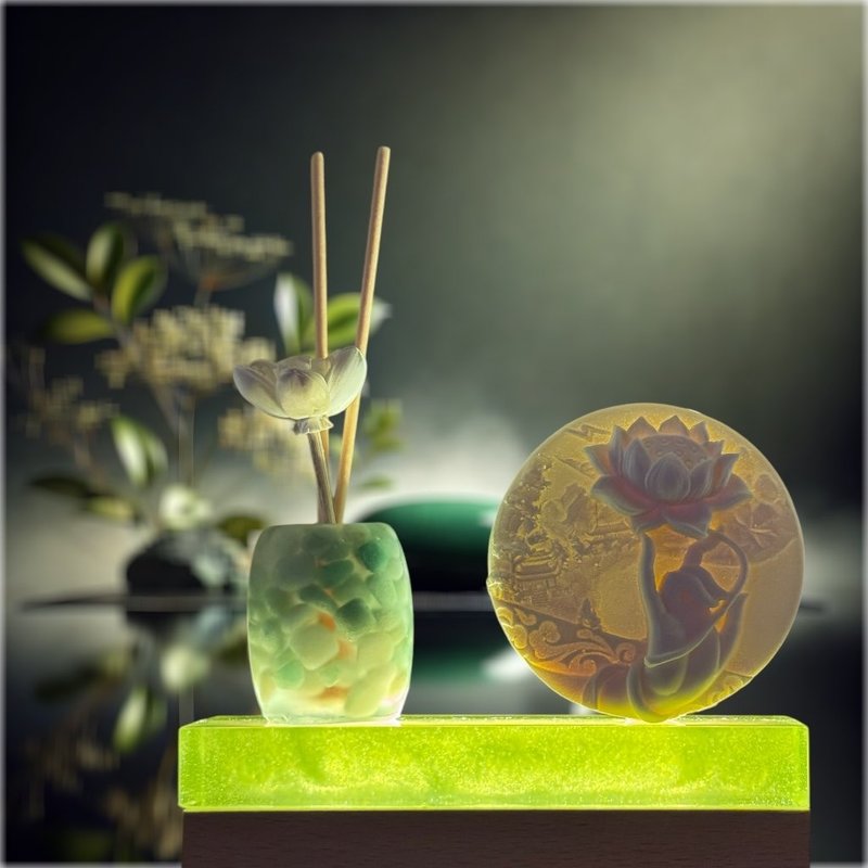 Ancient Coin Aroma Stone Ornament - Lighting - Resin Green