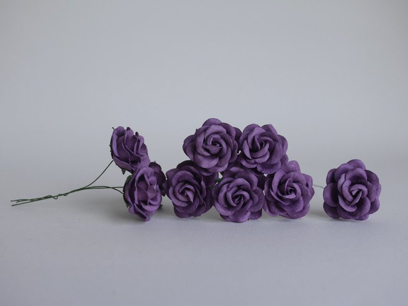 Paper Flower, 25 pieces DIY mulberry curve rose paper size 3.5 cm., purple color - 其他 - 紙 紫色