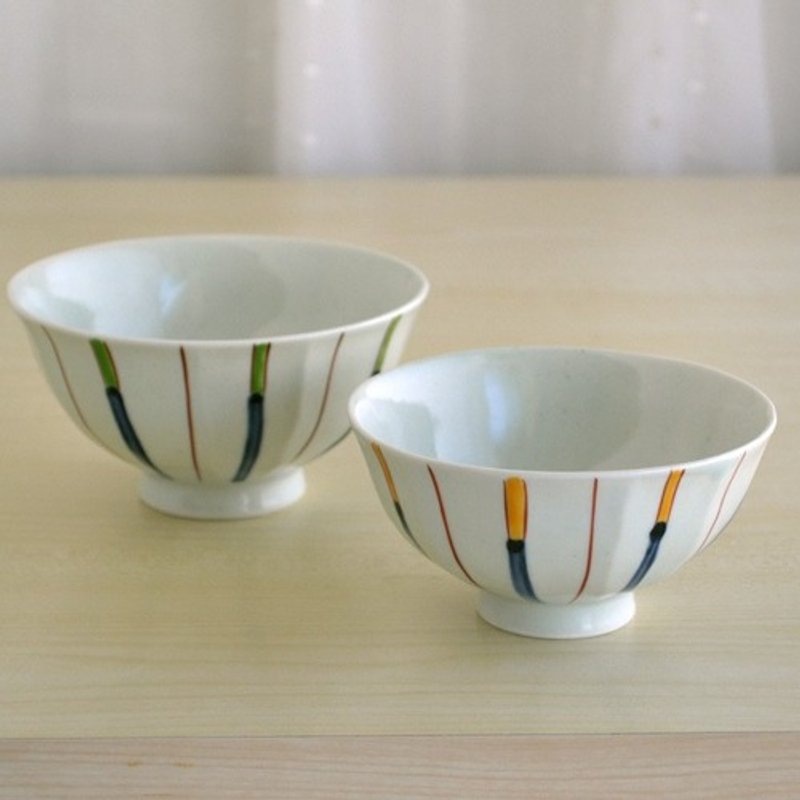 Somenishikinojukusa bevelled rice bowl/large (green), small (yellow) - Bowls - Pottery 