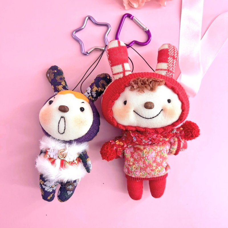 [Lucky Purple Baby] Cotton-padded jackets for sisters and brothers to pay New Year greetings (two types) | Sock doll charms - Stuffed Dolls & Figurines - Other Materials Multicolor