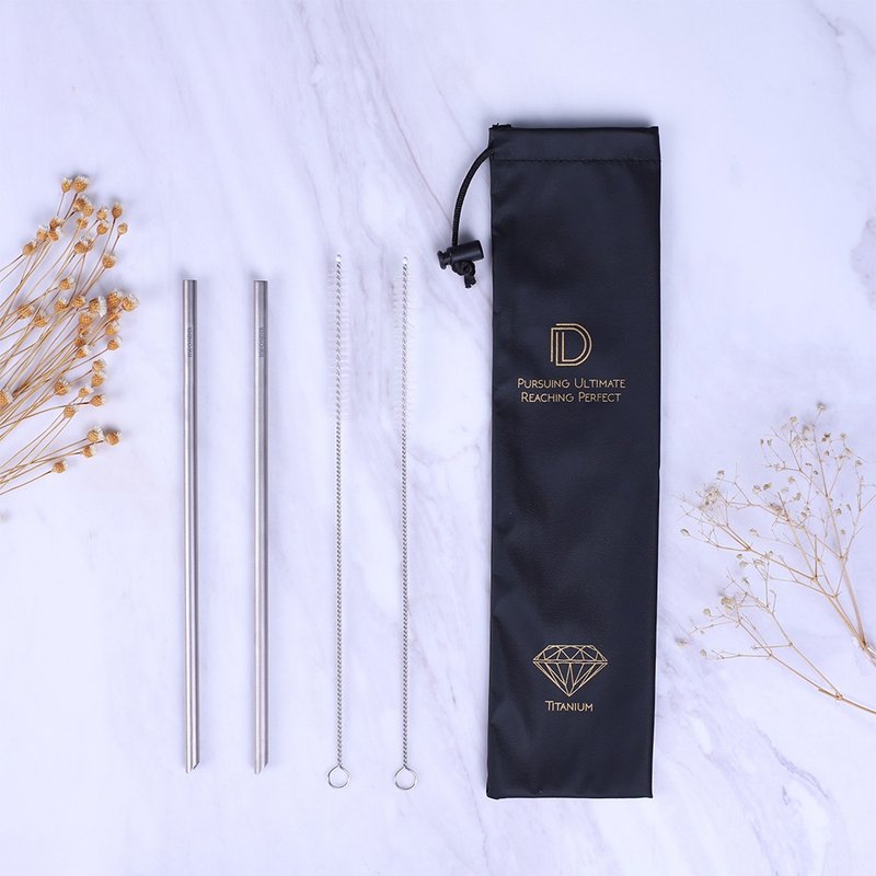 鑽石鈍角純鈦吸管【C】組 - 環保吸管 - 其他金屬 灰色